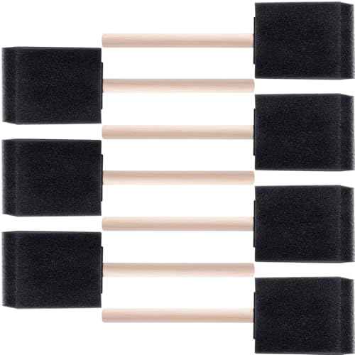 7Pcs Foam Paint Brushes, 2" Sponge Paint Brushes with Wood Handle for Painting, Details, Staining, Varnishes, DIY Crafting