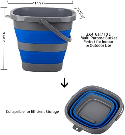 Collapsible Bucket with 2.6 Gallon (10L), Mop Bucket for Cleaning, Plastic Bucket for Garden, Car Washing or Camping, Portable Fishing Water Pail