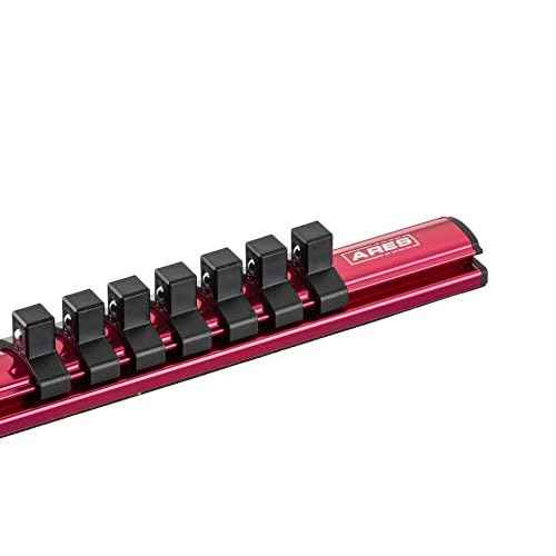 ARES 71181-3/8-Inch Drive Magnetic Socket Organizer - Aluminum Rail Stores up to 12 Sockets and Keeps Your Tool Box Organized