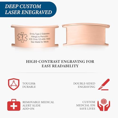 VNOX Medical Alert Bracelets for Men & Women Kids with Free Engraving Adjustable Stainless Steel Mesh Emergency Medical ID Bracelets Wristband