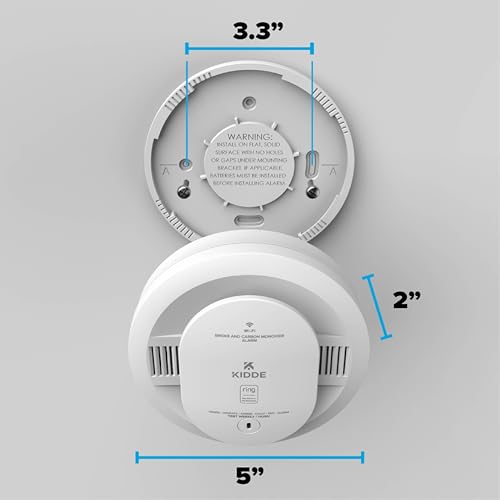 Kidde Smart Smoke and Carbon Monoxide Detector, Ring App Enabled for Real-Time Notifications, Hardwired Alarm, AA Backup Battery