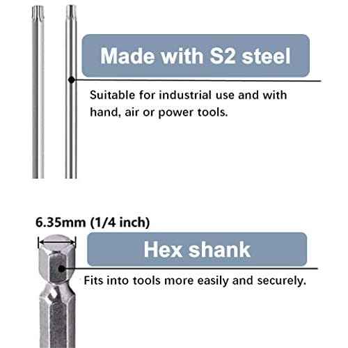 aiyun 12-Piece Security Bits, 2 Inch long S2 Steel Magnetic Security Screwdriver Set, 6 Point Star Driver Bit Set Screwdriver for Shark Vacuum T5-T40 (50mm)