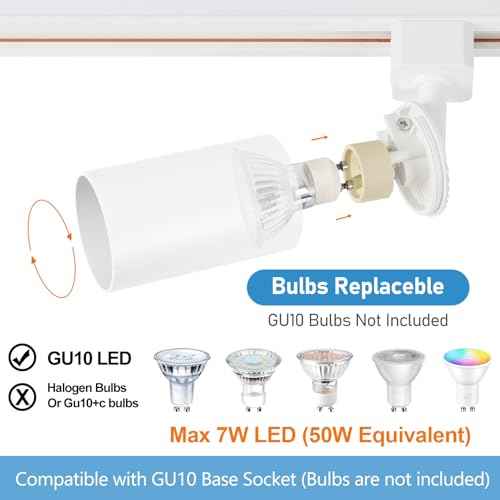 Plug in Track Lighting with Power Cord, 4-Light GU10 Track Lighting Kit with Track Rail, Modern Kitchen LED Track Lighting Fixtures Ceiling Wall Spot Light, 13FT Plug Cord, White (No Bulbs)