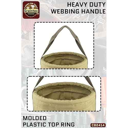 Graintex CB2414 Utility Tapered Canvas Bucket 12"X10"X15", Khaki