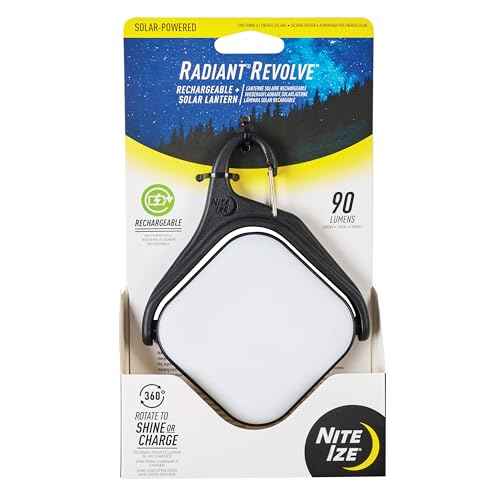 Nite Ize Radiant Revolve Rechargeable & Solar Lantern - Premium Solar Light for Camping Accessories & Backpacking Gear - Weather-Resistant Design with 360-Degree Rotating Body