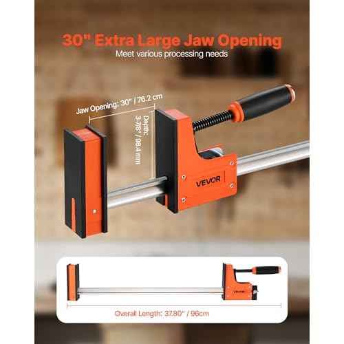 VEVOR Bar Clamps for Woodworking, 2-Pack 30 inch Parallel Clamp Set, F-Clamp with 1500 lbs Load Limit, Even Pressure, High-strength Plastic and Carbon Steel, for Woodworking Metal Working, Orange
