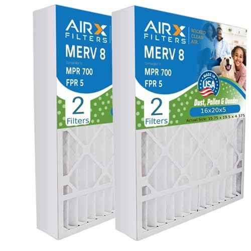 AIRX FILTERS WICKED CLEAN AIR. 16x20x5 Air Filter MERV 8 Compatible with Honeywell FC100A1003 Furnace Filter 2 Pack