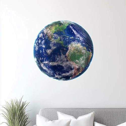Earth Wall Decal,14.6" iinuu Planet Sticker for Classroom,Office and Bedroom,Space Theme Gift for Astronomy Lovers