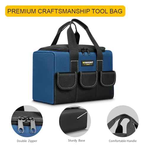 2 Pack Tool Bag for Men, 12 Inch & 17 Inch Heavy Duty Open Top Tool Bag with 5 Pockets for Electrician Tool Bags, Maintenance Workers, Plumbers, Household use