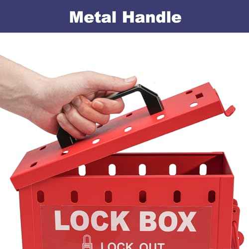 Lockout Tagout Group Lock Box,Portable Red Loto Group Box with 12 Locking Holes,Big Premium Lock Box for OSHA Compliant Group Loto Procedures,8001