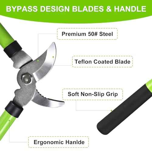 Loppers for Tree Trimmer 15" Branch Cutter Bypass Tree Clippers Rust-Resistant Blade,Tree Loppers Up to 1.5" Diameter Cut Capacity,Pruning Shears with Shock-Absorbing Handle,Gardening Pruners Tools