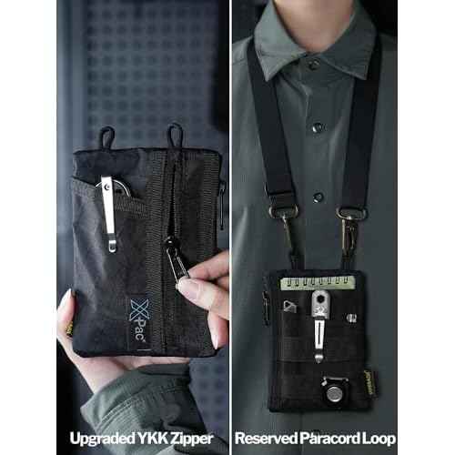 VIPERADE VE16N EDC Pouch, Men's EDC Organizer with 5 Pockets, 2 Zipper Pockets, Slim EDC Wallet, Multitool Pouch (XPAC-Black)