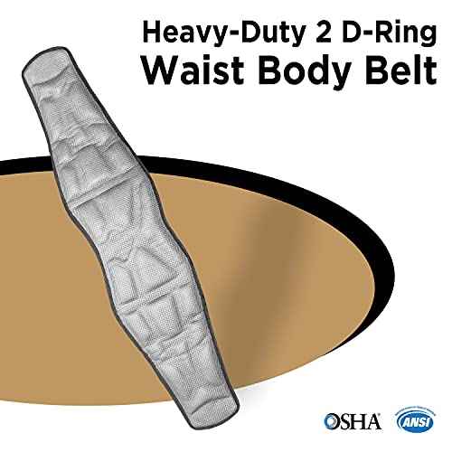 AFP Heavy-Duty 2 D-Ring Waist Body Belt w/Tongue Buckle Premium Stitching (OSHA/ANSI PPE)