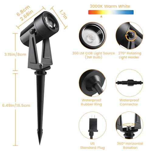 Low Voltage Landscape Lighting,10 Pack Outdoor LED Landscape Spotlights with Transformer 27V Garden Lights Pathway Lights IP65 Waterproof 3000K Warm White