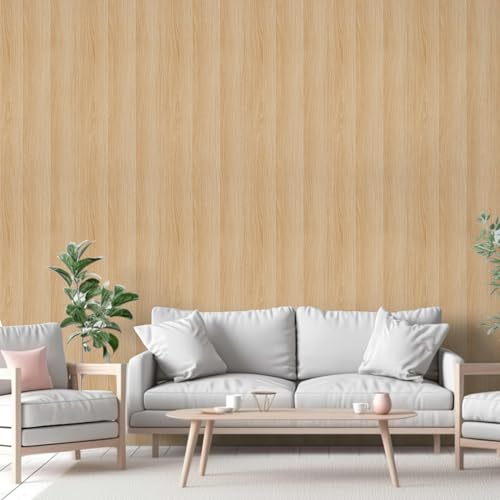 Wood Contact Paper Peel and Stick Wallpaper - Light Wood Grain Contact Paper Self Adhesive Removable Vinyl Film - Waterproof Natural Oak Wallpaper for Countertop Cabinets Table Drawer 15.7" x 118"