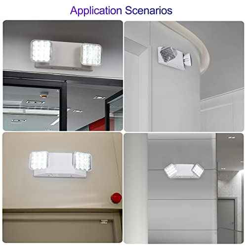 CM MZY Emergency Lights with Battery Backup,Commercial Emergency Light,Two Adjustable LED Light Head Emergency Lighting Fixtures,120-277V AC, UL Certified,2 Pack