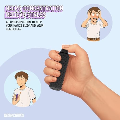 Spike Roller Clicker, Tactile Pain Stimming Fidget with Clicker Switch, Pain Stimulation Roller with Lanyard (Black + NEON Harmony)