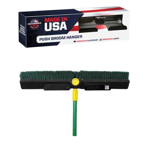 Pit Posse 607BK Push Broom Hanger Rack Holder Garage Storage Organizer-Made in USA- Enclosed Cargo Race Car Trailer Automotive Shop Accessory Aluminum (Black)- Toy Hauler, 5th Wheel, Snowmobile