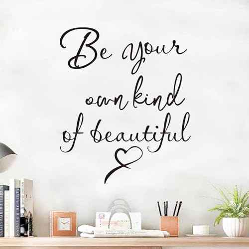 Inspirational Quotes Bedroom Wall Stickers: Women Beautiful Home Positive Vinyl Art Wall Decals - Living Room Bathroom Kitchen Family Wall Decor - Be Your Own Kind of Beatiful 15" X 18"