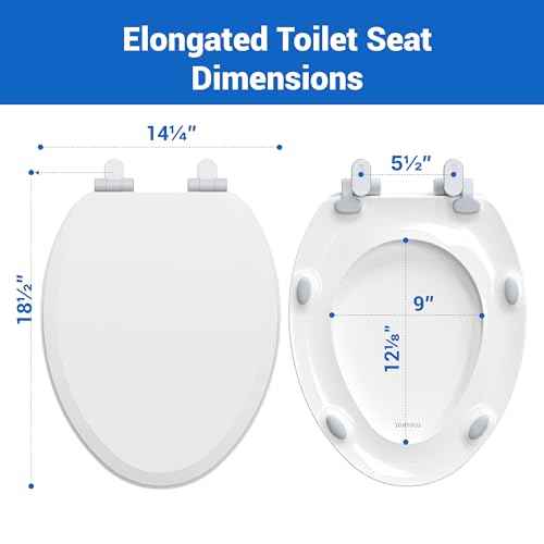 Pro Wood Toilet Seat Elongated, White, Magnetic Quick-Release Easy-Clean and Change, HushMotion Slow Close, StainShield High-Gloss Finish, Arch-Tite Never Loosens, Adjustable Fit, Secure Grip