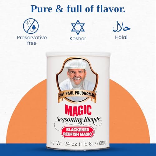 Chef Paul Blackened Redfish Magic Seasoning Blends | Cajun-Style Spices & Seasonings | Gluten-Free, No MSG, Bold Flavor | Perfect for Grilling, Cooking & BBQ | 24 oz/ 680g Canister (Pack of 1)
