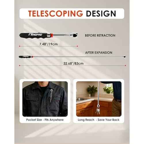 Telescoping Magnetic Pickup Tool, 32" Extendable 16LB Strong Magnet Stick Telescopic Magnetic Pick-up Tool, Magnetic Wand Retrieval Tool Unique Gift for Men, Father, Grandpa, Mechanic