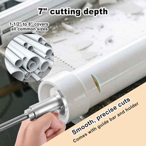 Inside Pipe Cutter for PVC Pipe Cutter, Internal/Inside PVC-ABS Pipe Cutter Tool for Drill, Fit for 1-1/2 Inch to 8 Inch, 7 Inch Adjustable Cutting Depth, 1/4in Hex Shank Fit for Impact Drivers