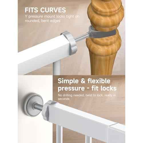 29.5-40.5" Baby Gate for Stairs, Dog Gate for Doorways, Walk Thru Auto Close Metal Baby Safety Gate for The House, Stairs and Doorways, Child Gate Pressure Mounted, Pet Gate for Dog Indoor - White