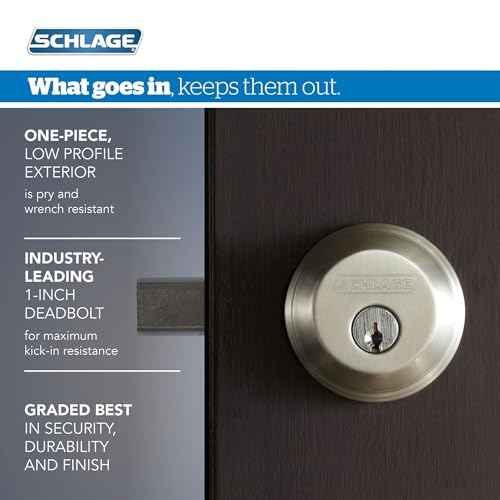 Schlage FB50 N V BWE 619 Single Cylinder Deadbolt and Keyed Entry Bowery Knob, Satin Nickel