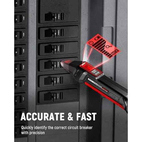 KAIWEETS Circuit Breaker Finder with LCD Display, GFCI Outlet Tester, Electrical Circuit Tracer Tool with NCV Test & Flashlight, Includes Carrying Case - KT301