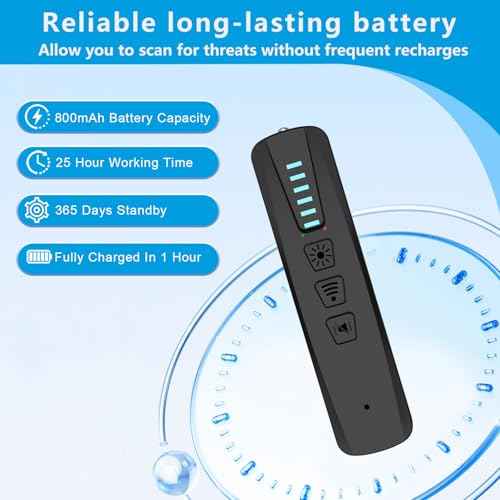 Hidden Camera Detectors,GPS Tracker Detector,Camera Detector Spy Camera Finder,25H Working Time,Travel-Friendly Size S500 (Black)