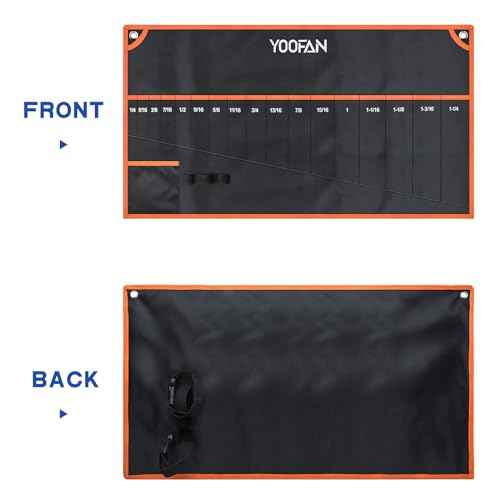 YOOFAN Wrench Roll Up Pouch ? Wrench Organizer Bag with Handle, Wrench Holder for Hanging (17+1 SAE)