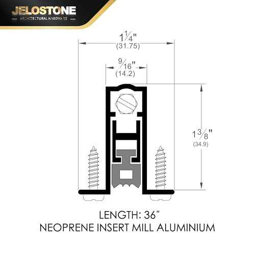 Commercial Automatic Door Bottom, Mill Finish, 9/16" W x 36" L x 1-3/8"H, Aluminum Automatic Door Bottom, Full Mortise with Neoprene Insert, JS-4111RL