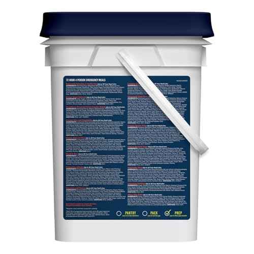 Four Person 72 Hour Emergency Food Supply, 119 Servings, 25 Year Shelf Life, Feeds 4 People - Survival Food Camping Essentials, Family Meals Prepared Dinner, Lunch, and Breakfast