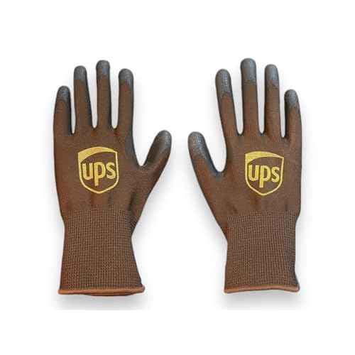ROVAR UPS Gloves - United Parcel Service Gear (6 PAIRS) Nitrile Coated Seamless Brown Gloves w/Durability and Superior Grip