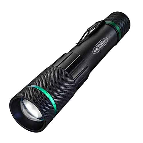 Police Security Dover 1000 Lumen Rechargeable Flashlight ? USB-C Charging Cable Included, Slide Focus, 6-Hour Runtime, Impact Resistant ? w/Belt Clip.