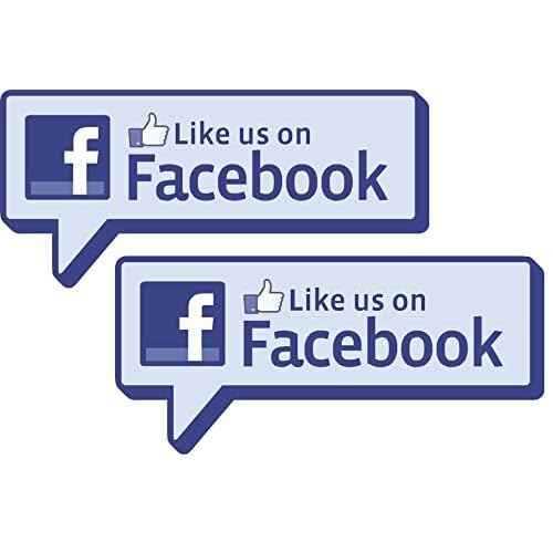 2-PCS ¡°Like Us on Facebook¡± Vinyl Stickers ? 5 Inch Waterproof Decals for Store Window, Restaurant Door, Bar, Hotel, Laptop ? Facebook Window Decal, Social Media Advertising Sign