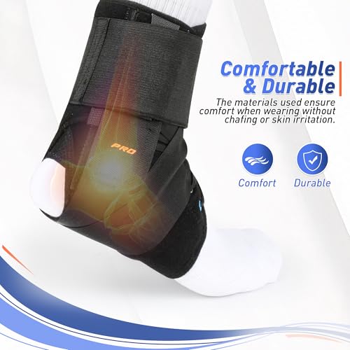 Quick Lace Up Ankle Brace for Women Men with Removable Side Splints, Ankle Support for Sprained Ankle, Injury Recovery, Ankle Stabilizer Wrap for Sprots,Basketball,Volleyball,Soccer,Tennis,L