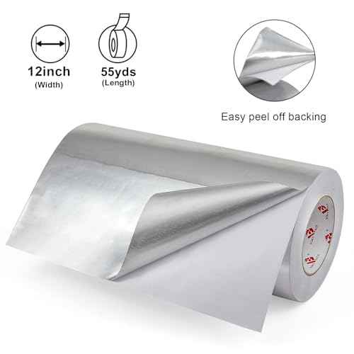 BOMEI PACK Aluminum Foil Tape,Heavy Duty Metal Duct Tape,High Temperature Silver Tape,Perfect for Sealing & Patching,HVAC,Air Ducts,Insulation and Metal Repair (12 Inch x 55 Yards)