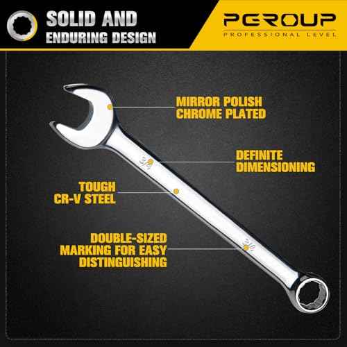 3/4" SAE Combination Wrench, CR-V Steel with Mirror Polish, 12-Point Design, 15-Degree Offset, Perfect for Auto Repair, Household, Car & Truck Emergency