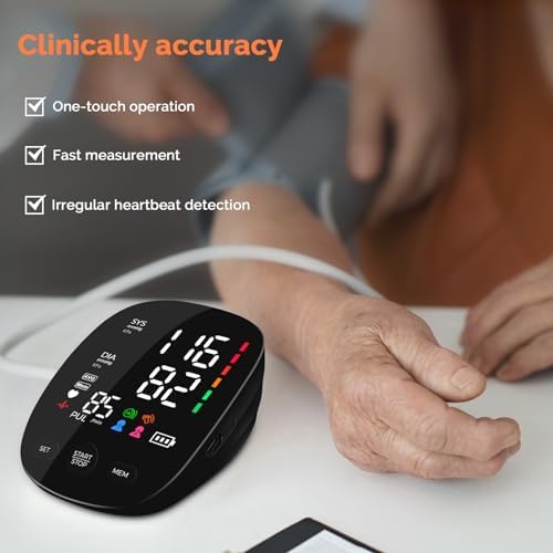 Blood Pressure Monitor Automatic Upper Arm Blood Pressure Cuff, 9"-21" Adjustable Extra Large Bp Cuff with Clear LED Display, Dual User 240 Set Memory Digital Bp Machine for Home Use with Carrying Bag