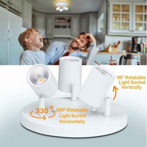 CLOUDY BAY 5CCT 3 Light Directional Ceiling Spotlight,Dimmable LED Track Light Heads,CRI90+,2100Lm for Hallway Kitchen Art,White