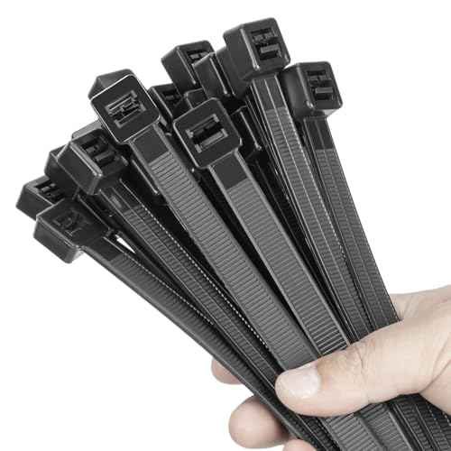 14 inch Black Large Zip Ties Heavy Duty (600 Pack), 2025 New Patented Design, 300 LBS Tensile Strength, Self-Locking Nylon PA66 Cable Ties for Indoor and Outdoor Use