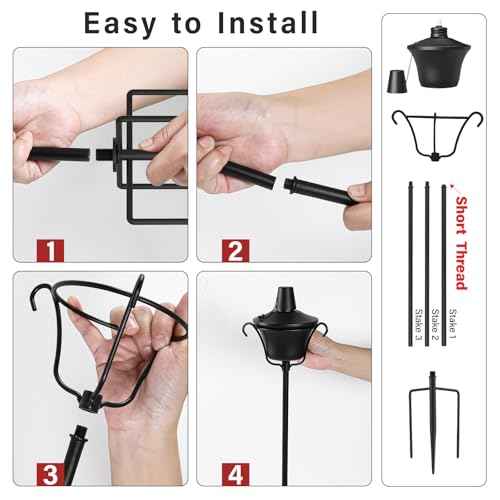 6 Pack Outdoor Garden Torch, 15 oz Outdoor Citronella Torches, 58 Inch 5-Prong Grounded Stake Torches, Metal Torches with Fiberglass Wick for Yard, Patio, Deck, Garden, Party, Landscape