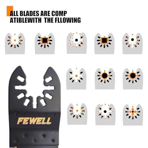 FEWELL 20PCS Titanium Oscillating Saw Blades, Universal Multitool Blades for Hard Materials, Metal, Wood, Plastic, Nails Fits Most Tools