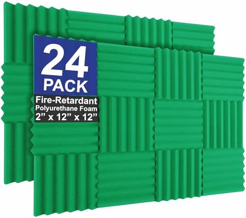 Foam Factory Inc 24 Pack Color Acoustic Foam Panel Studio Soundproofing Wedge Wall Tiles 12â X 12â X 2â (Kelly Green)
