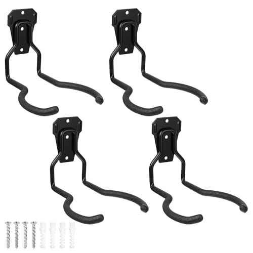 MAQUITA Garden Tool Wall Mount Rack, 4-Piece Steel String Trimmer Holder, Garage Storage Hook for Weed Eater, Leaf Blower, Lawn Equipment
