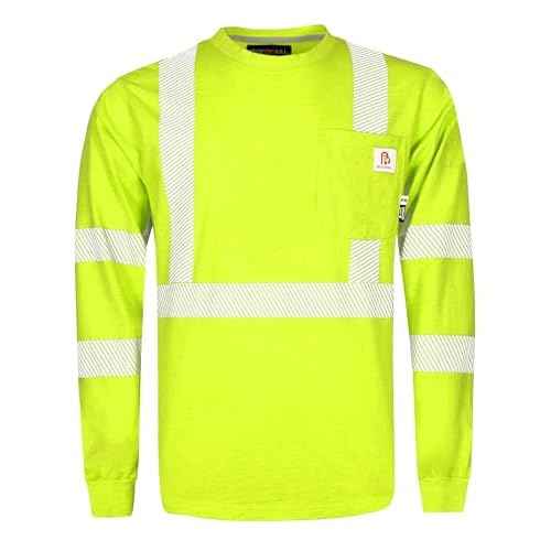 BOCOMAL FR Tee Shirts High Visibility/Hi Vis Flame Resistant/Fire Retardant Shirt 7oz Reflective Men's Safety Shirts