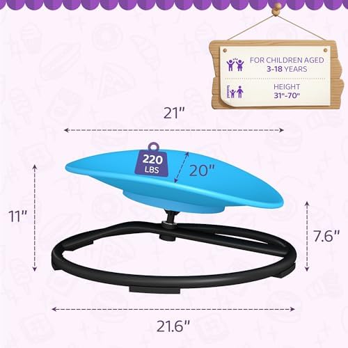 Sensory Spinning Chair for Autistic Kids, Sensory Chair for ADHD Teens, 360 Rotation, Heavy Duty 220 Lb. Capacity, Blue