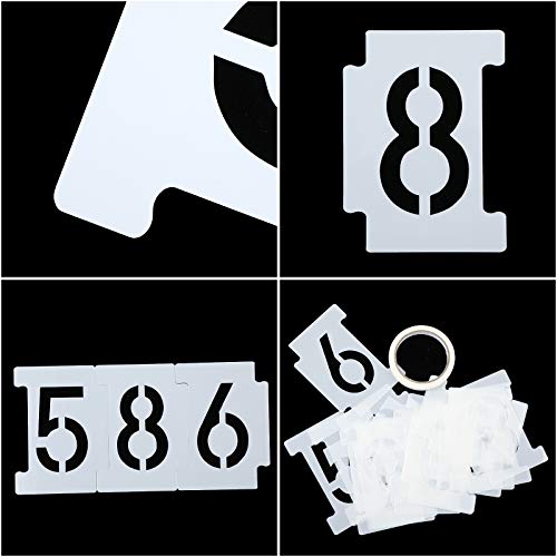 Curb Stencil Kit 0-9 Numbers Stencils Kit 14 Mil Plastic and 4 Inch Tall Numbers with Masking Tape for Mailbox Address Painting(21 Pieces)
